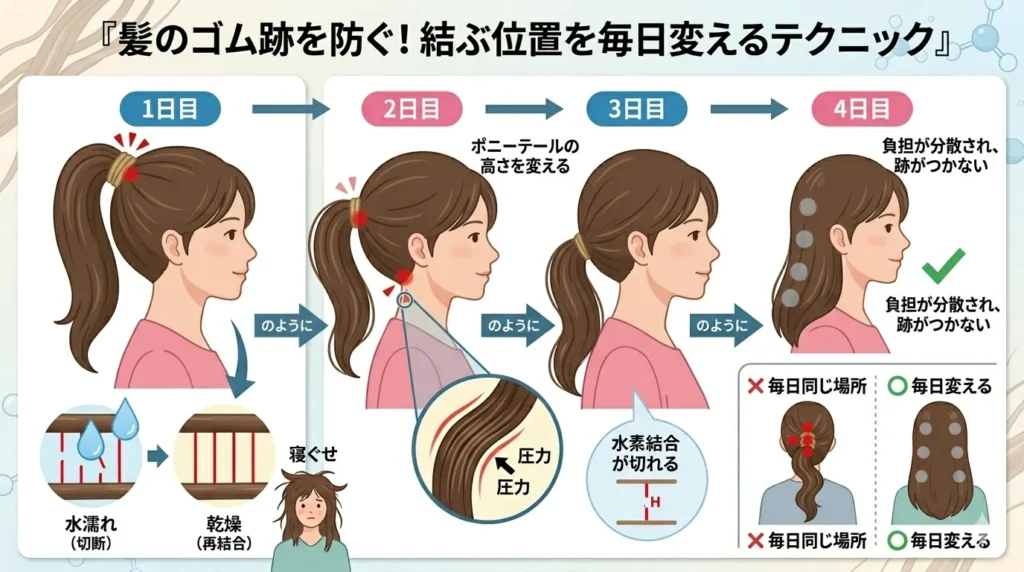 結び目を毎日かえるテクニック
