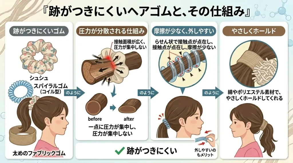 後が付きにくいゴムの種類